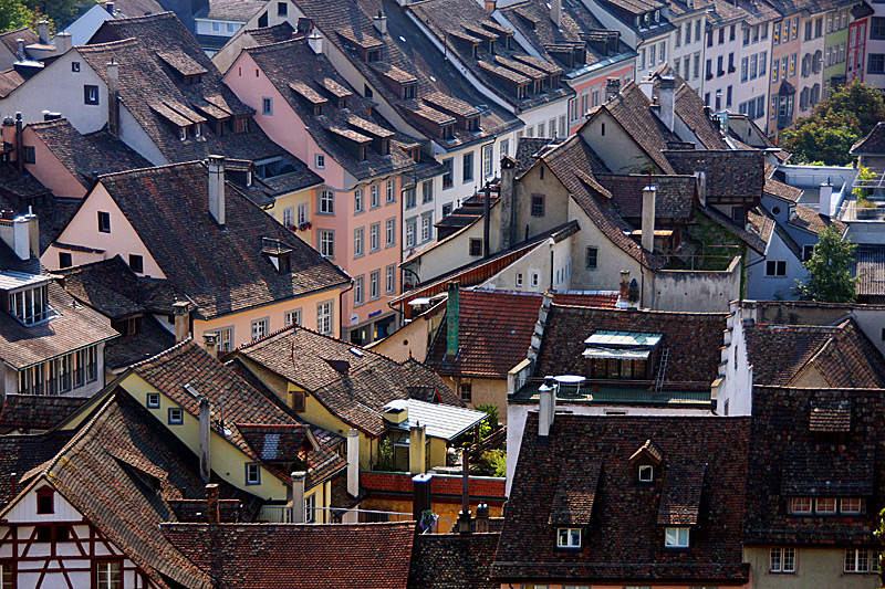 Blick vom Munot auf die Dcher von Schaffhausen