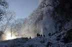 110  Sonnenaufgang am Uracher Wasserfall im Winter 2012